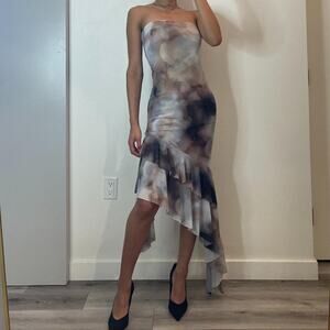 Multicolor Asymmetrical Midi Dress